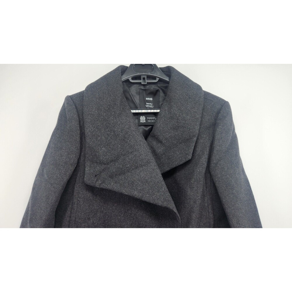 Mango MNG Women's Small Black Woollen Coat With Belt NWT - Picture 2 of 14